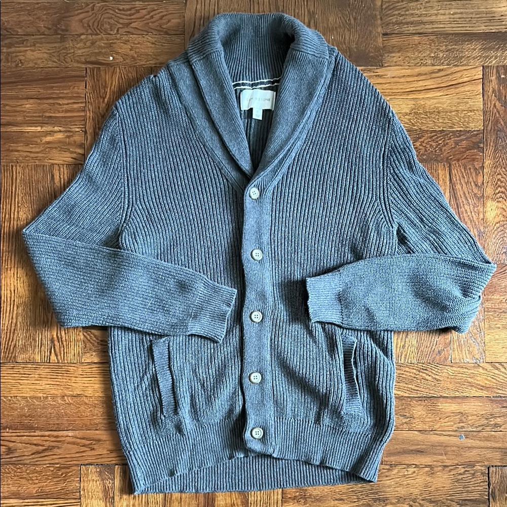 Men's Gray Shawl Collar Sweater